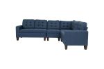 Modular Sectional Navy Polyfiber 4pcs Sectional Sofa LAF And RAF Loveseats Corner Wedge Armless Chair Tufted Cushion Couch