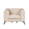 40.5" Velvet Upholstered Accent Sofa,Modern Single Sofa Chair with Button Tufted Back,Modern Single Couch for Living Room,Bedroom,or Small Space,Beige