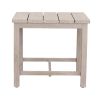 Durable Outdoor End Table - Solid Aluminum Construction, Whitewashed Birch Look - Natural Charm, Adjustable Levelers