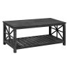 52''W Handcrafted Coffee Table In Front Of The Sofa Or Loveseat For Living Room(Antique Black Color)