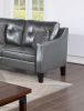 Contemporary Living Room Furniture 2-Pcs Sofa Set Grey Gel Leatherette Couch Sofa And Loveseat Plush Cushion Tufted Plush Sofa Pillows