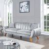 Contemporary 2-Pcs Sofa Set Living Room Furniture Light Gray Velvet Couch Sofa And Loveseat Plush Cushion Unique Lines Plush Sofa.