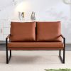 Stylish Two-Seater Sofa Chair with 2 Pillows - Comfortable PU Leather, High-Density Foam - Modern Design, Easy to Clean - Sturdy Metal Frame - Perfect