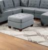 Modular Sectional 9pc Set Living Room Furniture Corner Sectional Tufted Nail heads Couch Gray Linen Like Fabric 3x Corner Wedge 4x Armless Chairs and