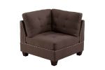 Modular Sofa Set 6pc Set Living Room Furniture Sofa Loveseat Tufted Couch Nail heads Black Coffee Linen Like Fabric 4x Corner Wedge 1x Armless Chair a