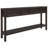 TREXM Rustic Entryway Console Table, 60" Long Sofa Table with two Different Size Drawers and Bottom Shelf for Storage (Espresso)