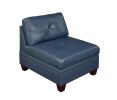 Genuine Leather Ink Blue Tufted 8pc Sectional Set 3x Corner Wedge 3x Armless Chair 2x Ottomans Living Room Furniture Sofa Couch