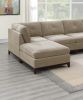 Camel Chenille Fabric Modular Sectional 6pc Set Living Room Furniture U-Sectional Couch 2x Corner Wedge 2x Armless Chairs and 2x Ottomans Tufted Back