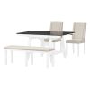 TREXM 6-Piece Classic Dining Table Set, Rectangular Extendable Dining Table with two 12"W Removable Leaves and 4 Upholstered Chairs & 1 Bench for Dini