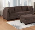 Modular Sofa Set 6pc Set Living Room Furniture Sofa Loveseat Tufted Couch Nail heads Black Coffee Linen Like Fabric 4x Corner Wedge 1x Armless Chair a