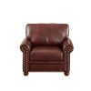 Living Room Sofa Single Seat Chair with Wood Leg Burgundy Faux Leather