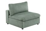 Sage Color 8pc Modular Sectional Set Corduroy Upholstery Couch 3x Corner wedge, 3x Armless Chairs 2x Ottomans Living Room Furniture