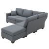 [VIDEO provided][New]89.8*60.2" Modern Sectional Sofa,5-Seat Modular Couch Set with Convertible Ottoman,L-Shape Linen Fabric Corner Couch Set with 2 P