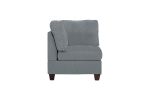 Modular Sectional 6pc Set Living Room Furniture U-Sectional Couch Grey Linen Like Fabric 2x Corner Wedge 2x Armless Chairs and 2x Ottomans