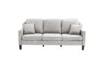 2pc Sofa Set Sofa And Loveseat Living Room Furniture Grey Blended Chenille Cushion Couch w Pillows