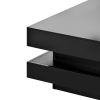 ON-TREND High Gloss Minimalist Design with LED Lights, 2-Tier Square Coffee Table, Center Table for Living Room, 31.5''x31.5''x14.2'',Black