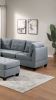 Modular Sectional 6pc Set Living Room Furniture Corner Sectional Tufted Nail heads Couch Gray Linen Like Fabric 3x Corner Wedge 2x Armless Chairs and