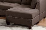 Modular Sectional 9pc Set Living Room Furniture Corner Sectional Tufted Nail heads Couch Black Coffee Linen Like Fabric 3x Corner Wedge 4x Armless Cha