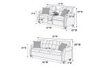 2pcs Sofa set Living Room Furniture Dark Coffee Plush Polyfiber Sofa Loveseat w Console Pillows Couch