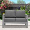 Comfortable Couch Grey Patio Outdoor Double Small Sleeper Sofa Furniture With Aluminum Frame