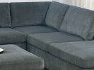 Living Room Furniture Grey Chenille Modular Sectional 6pc Set Corner L-Sectional Modern Couch 2x Corner Wedge 2x Armless Chairs and 2x Ottomans Plywoo