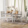 TREXM 6-Piece Classic Dining Table Set, Rectangular Extendable Dining Table with two 12"W Removable Leaves and 4 Upholstered Chairs & 1 Bench for Dini