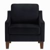 Modern Armchair, Living Room Single Seat Sofa Chair with Wooden Legs, Upholstered Velvet Accent Chair for Living Room, Bedroom,Black