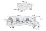 Sand Color 3pcs Sectional Living Room Furniture Reversible Chaise Sofa And Ottoman Polyfiber Linen Like Fabric Cushion Couch