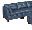 Genuine Leather Ink Blue Tufted 7pc Modular Sofa Set 3x Corner Wedge 3x Armless Chair 1x Ottoman Living Room Furniture Sofa Couch