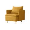 Modern fabric accent armchair;  upholstered single sofa chair;  Yellow Cotton Linen-30.7''