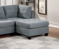 Modular Sectional 6pc Set Living Room Furniture U-Sectional Tufted Nail heads Couch Gray Linen Like Fabric 2x Corner Wedge 2x Armless Chairs and 2x Ot