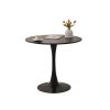 31.5" Round Dining Table, Mid-Century Black Tulip Table, Metal Base Pedestal Table for 2-4 Person,Easy Assembled Leisure Coffee Table