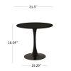 31.5" Round Dining Table, Mid-Century Black Tulip Table, Metal Base Pedestal Table for 2-4 Person,Easy Assembled Leisure Coffee Table