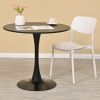 31.5" Round Dining Table, Mid-Century Black Tulip Table, Metal Base Pedestal Table for 2-4 Person,Easy Assembled Leisure Coffee Table