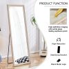 Third generation, light oak solid wood frame full-length mirror, large floor standing mirror, dressing mirror, decorative mirror, suitable for bedroom