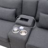 [VIDEO provided] [New] 114.2" Upholstered Sofa with Console, 2 Cupholders and 2 USB Ports Wired or Wirelessly Charged, Modern Linen Fabric Couches wit