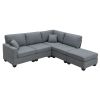 [VIDEO provided][New]89.8*60.2" Modern Sectional Sofa,5-Seat Modular Couch Set with Convertible Ottoman,L-Shape Linen Fabric Corner Couch Set with 2 P