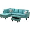 Modern Linen Sectional Couch with Ottoman-Stylish,L-Shaped Design for Living Room-Large 3-Piece Sofa Set for Home or Office-Durable Linen Material -Pl