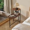 Small Coffee Tables 2-tier Modern Sofa Side Table with Wood Storage Shelf Living Room End Tables Nightstands (Walnut Brown)