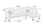 2-PCS SECTIONAL SET Living Room Furniture LAF Sofa And RAF Chaise Azure / Blue Color Linen Like Fabric Tufted Couch