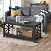 52''W Handcrafted Coffee Table In Front Of The Sofa Or Loveseat For Living Room(Antique Black Color)