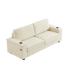 86.5 inch Sofa Couch- Deep Seat Sofa with two storage spaces, T-Pyce Charging Ports , USB Charging Ports & 2 Cup ,Corduroy 3 Seater Couch, Modern Sofa