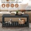 52''W Handcrafted Coffee Table In Front Of The Sofa Or Loveseat For Living Room(Antique Black Color)