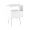 15.75" Rattan End table with drawer and solid wood legs, Modern nightstand, side table for living room, bedroom, white