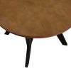 32inch Wood Round Coffee Table for Living Room,Mid Century Farmhouse Circle Wooden Coffee Tables for Apartment, Easy Assembly,Black and Walnut Top