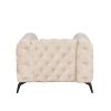 40.5" Velvet Upholstered Accent Sofa,Modern Single Sofa Chair with Button Tufted Back,Modern Single Couch for Living Room,Bedroom,or Small Space,Beige