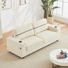 86.5 inch Sofa Couch- Deep Seat Sofa with two storage spaces, T-Pyce Charging Ports , USB Charging Ports & 2 Cup ,Corduroy 3 Seater Couch, Modern Sofa