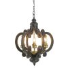 French Country Wood Chandelier, 6-Light Farmhouse Pendant Light Fixture with 28" Adjustable Chain for Kitchen Foyer Hallway, Bulb Not Included