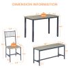 Dining Table Set, Barstool Dining Table with 2 Benches 2 Back Chairs, Industrial Dining Table for Kitchen Breakfast Table, Living Room, Party Room, Ru