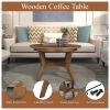 32inch Wood Round Coffee Table for Living Room,Mid Century Farmhouse Circle Wooden Coffee Tables for Apartment, Easy Assembly, Walnut